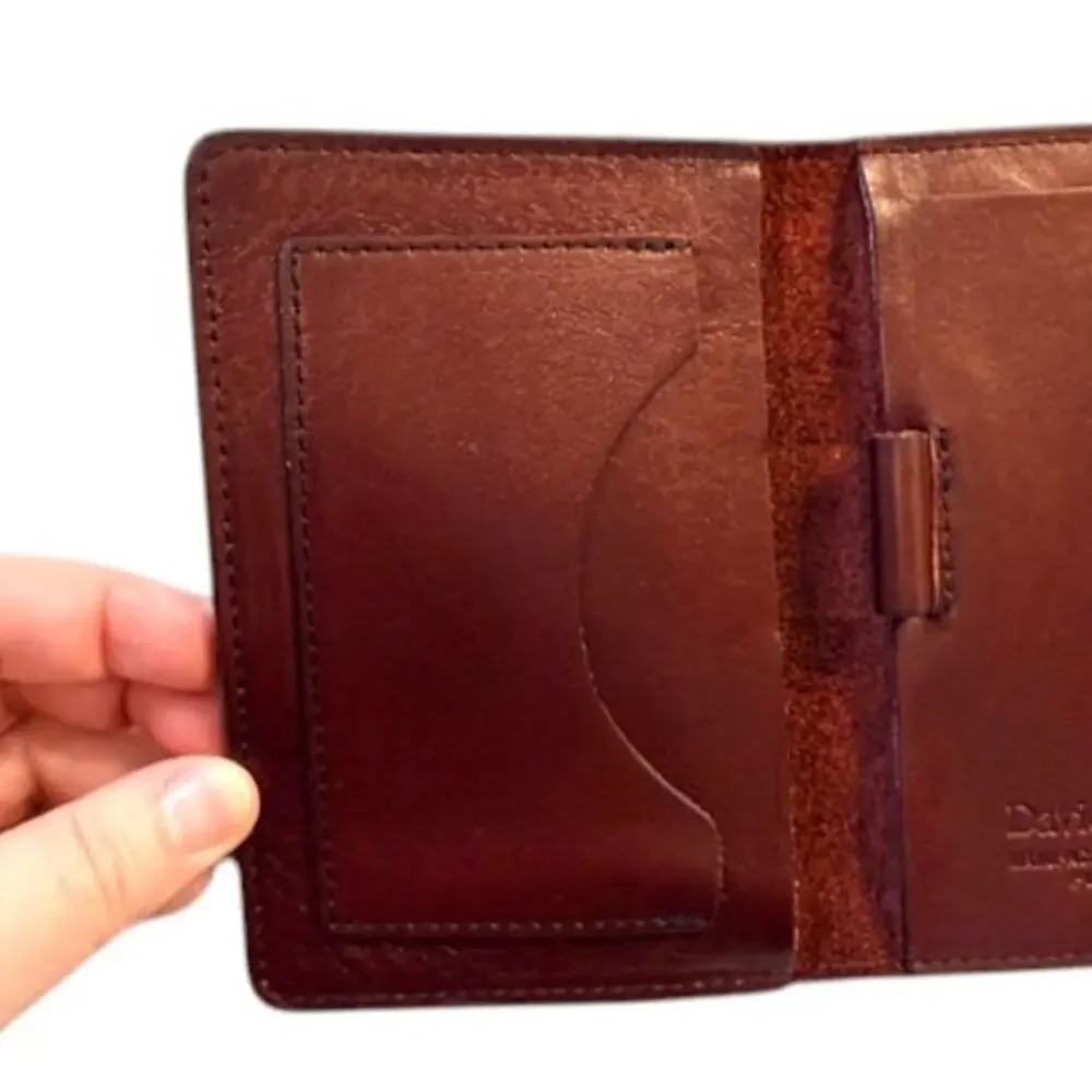 David King USA Vintage Full Grain Leather Bifold Wallet Brown Heritage Americana